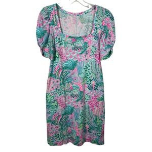 Lilly Pulitzer Hadyn Multi Banana Split Tropical Floral Puff Sleeve Dress Small